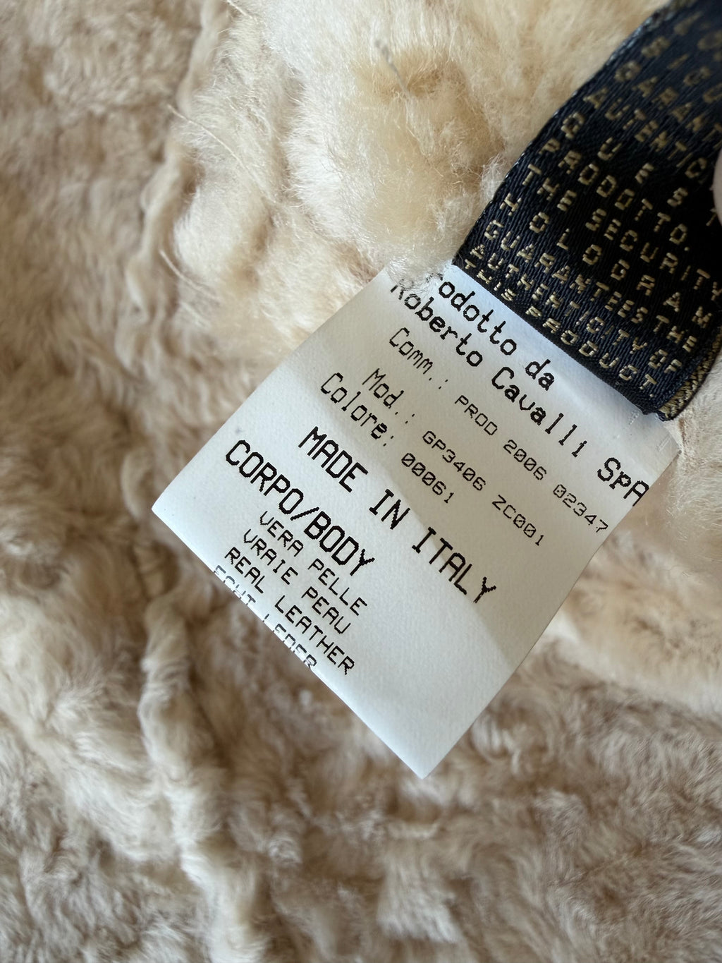 A/W2006 Roberto Cavalli Beige Shearling Fox Fur Collar