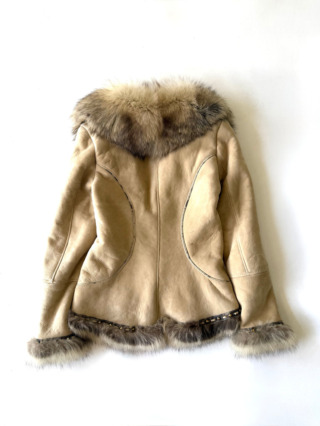 A/W2006 Roberto Cavalli Beige Shearling Fox Fur Collar
