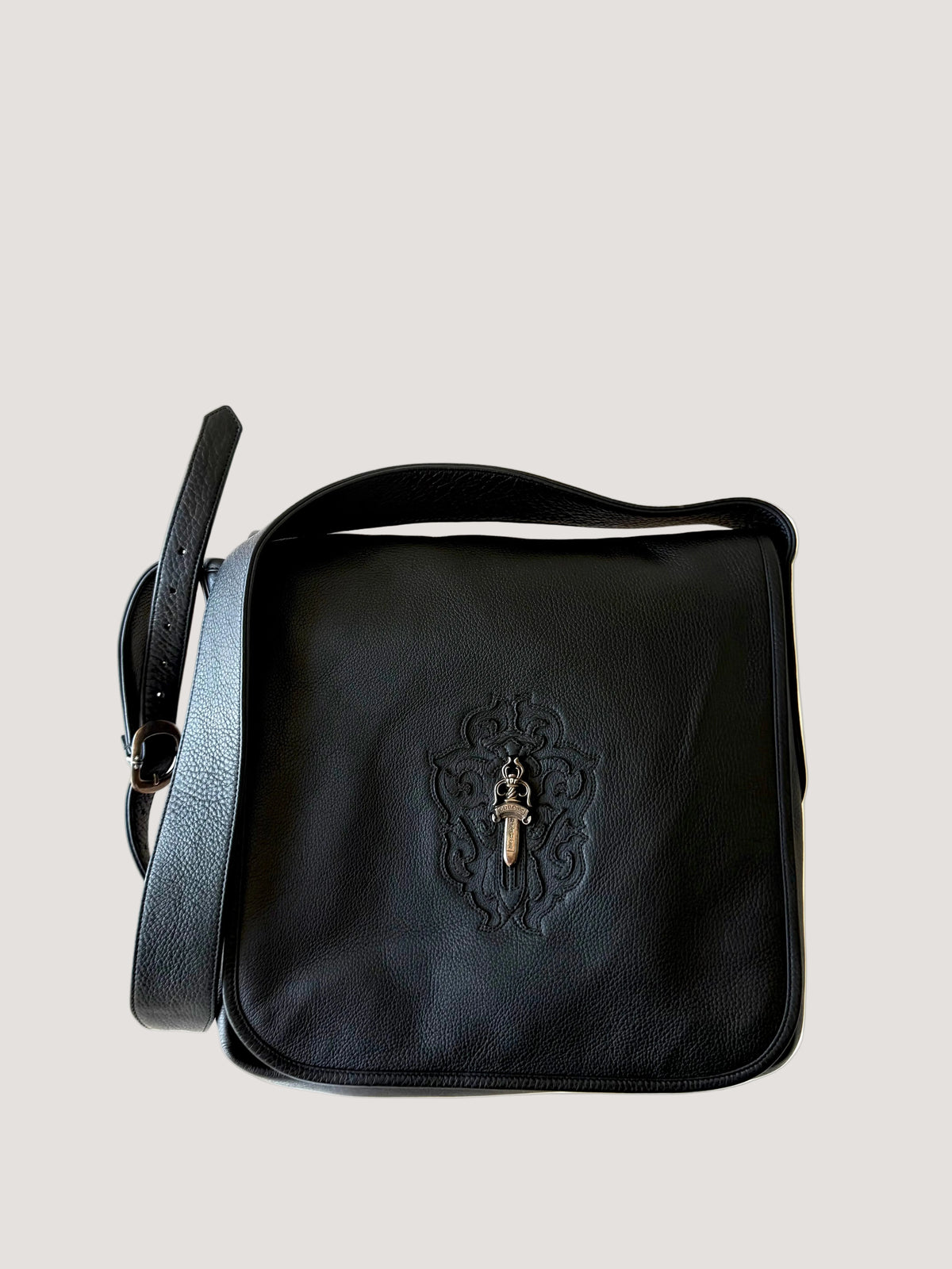 Chrome Hearts Vine Dagger Logo Leather Messenger Bag