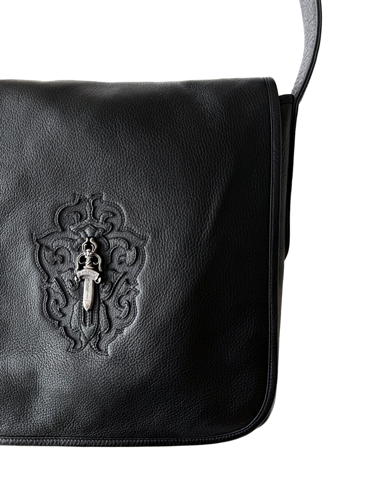 Chrome Hearts Vine Dagger Logo Leather Messenger Bag