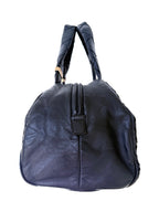 Vintage Chanel Navy Blue CC Silver Bowler Bag