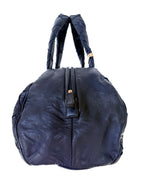 Vintage Chanel Navy Blue CC Silver Bowler Bag