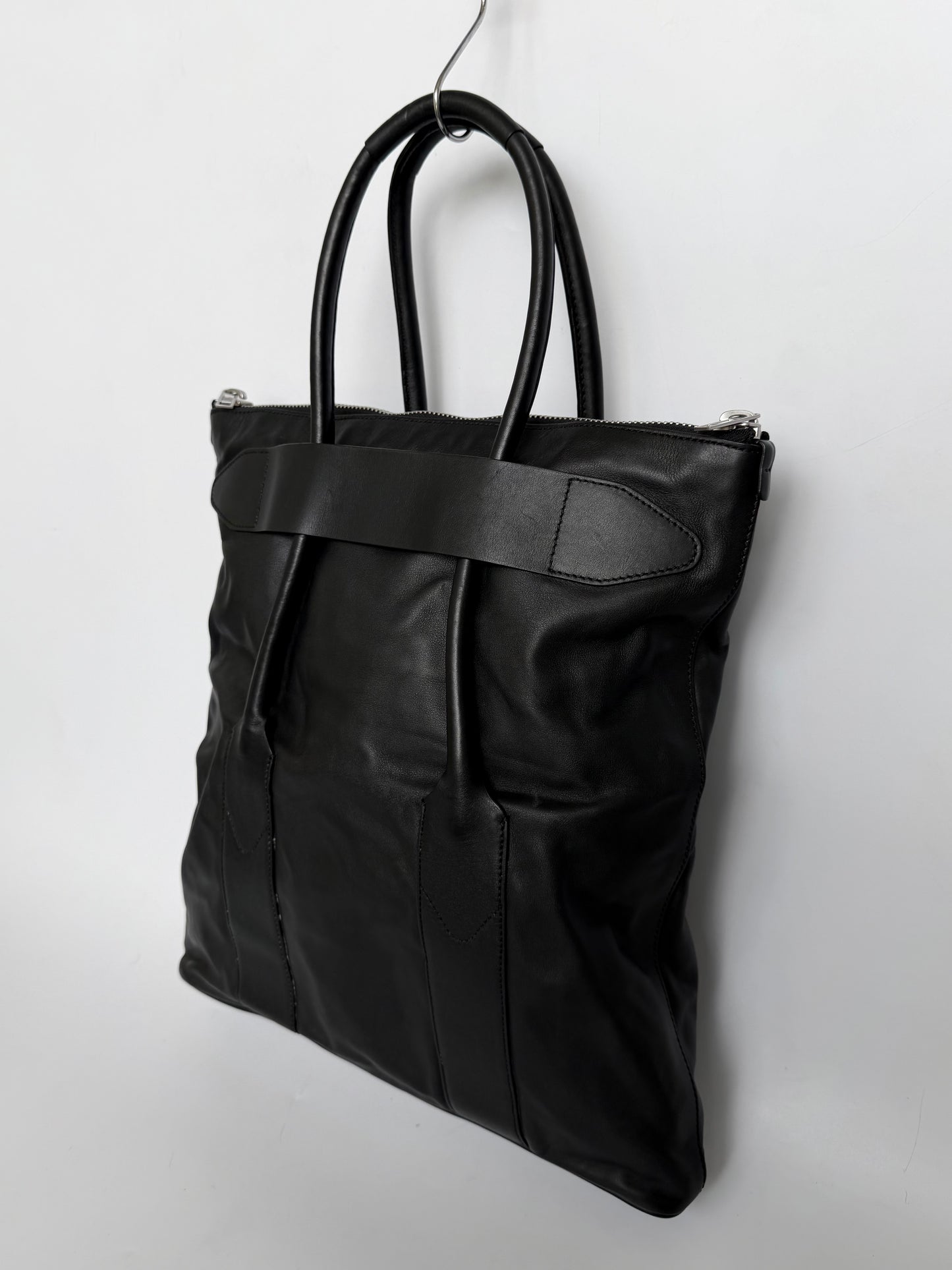 Maison Margiela Line 11 Black Leather Tote Bag