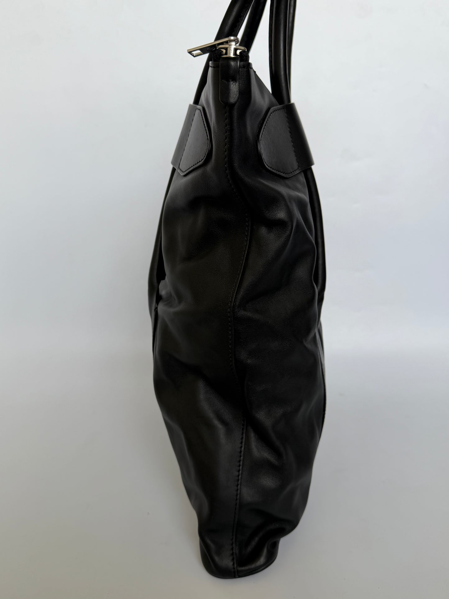 Maison Margiela Line 11 Black Leather Tote Bag