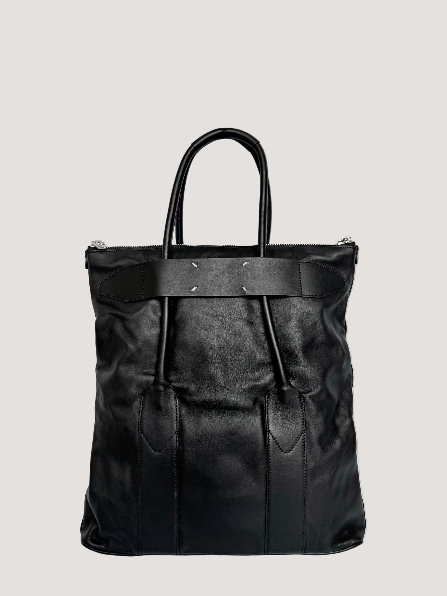 Maison Margiela Line 11 Black Leather Tote Bag