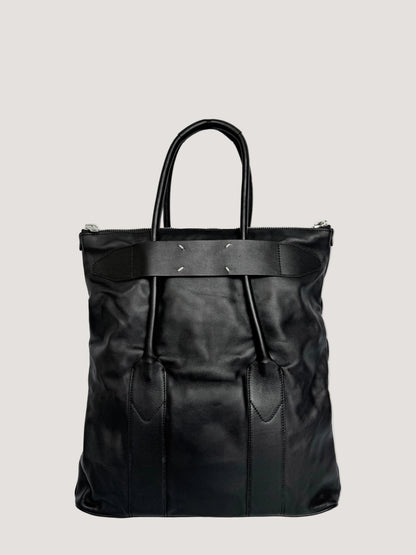Maison Margiela Line 11 Black Leather Tote Bag