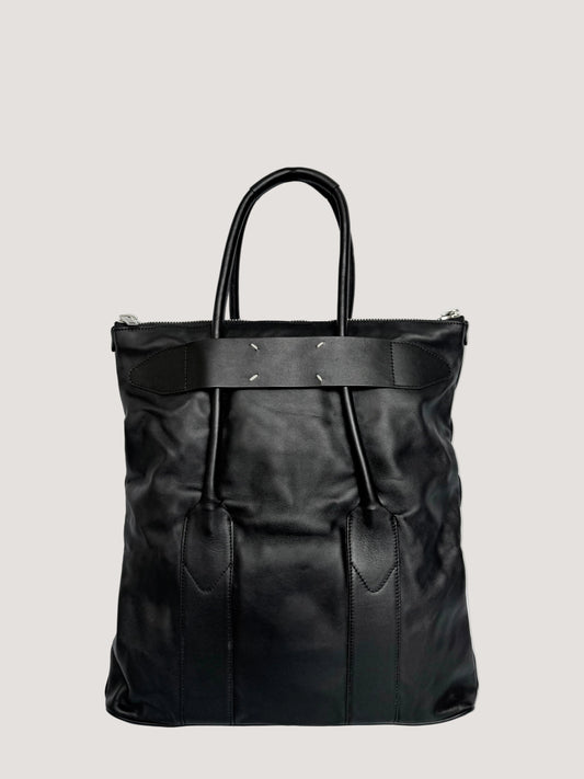 Maison Margiela Line 11 Black Leather Tote Bag