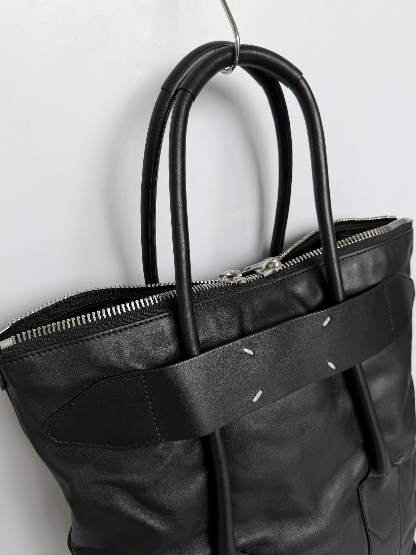 Maison Margiela Line 11 Black Leather Tote Bag