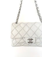 Chanel White Quilted Wild Stitch Single Flap Bag