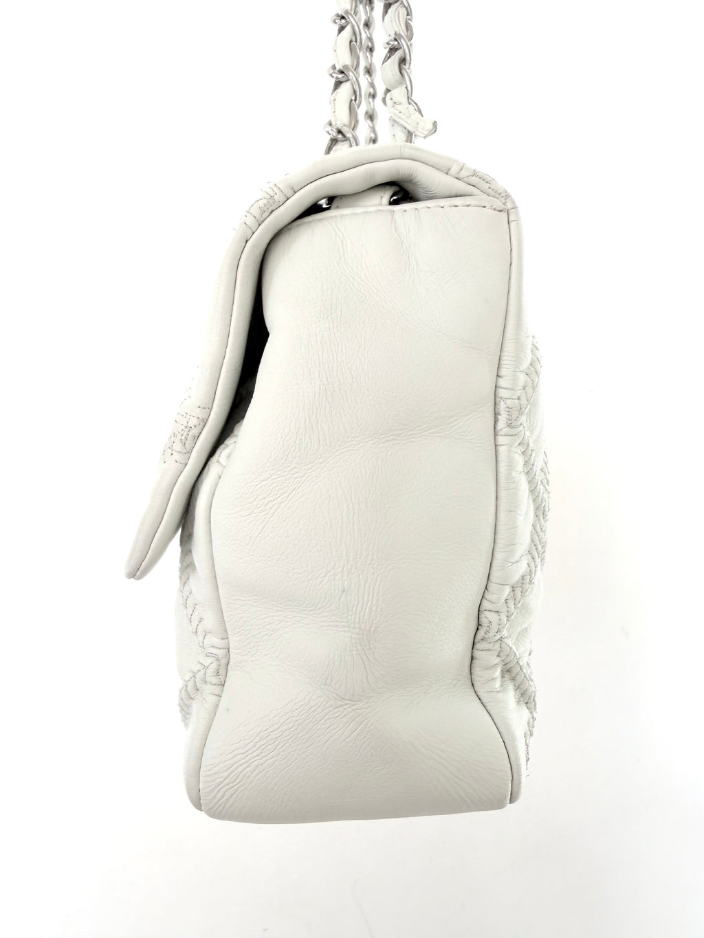 Chanel White Quilted Wild Stitch Single Flap Bag