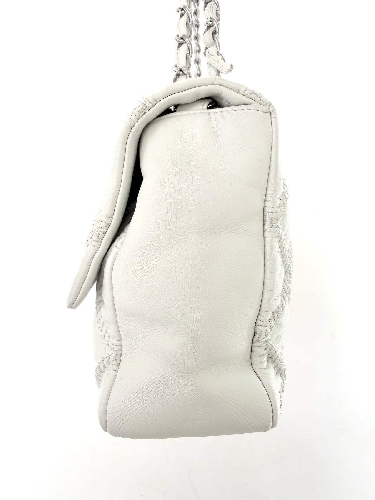Chanel White Quilted Wild Stitch Single Flap Bag
