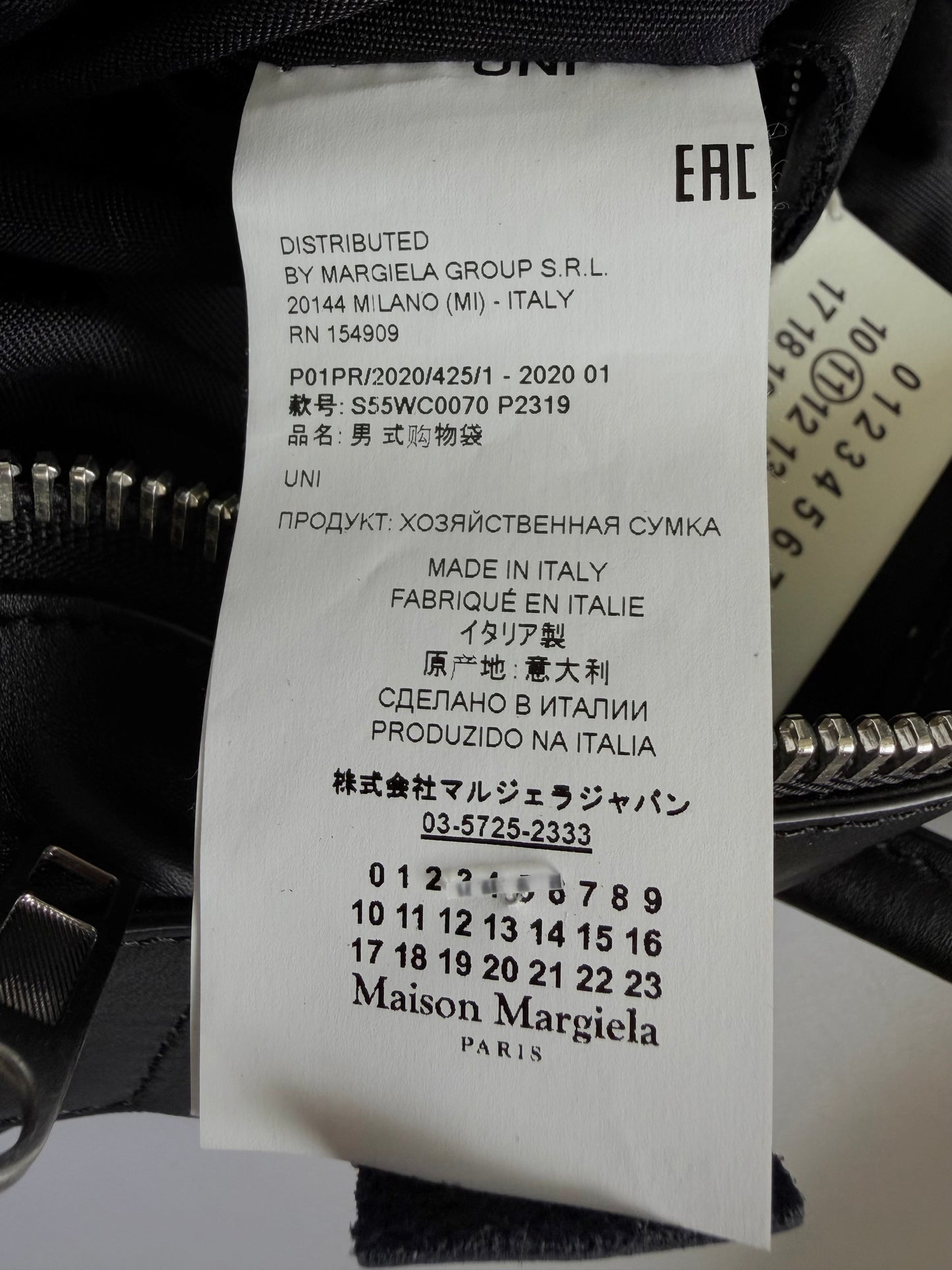 Maison Margiela Line 11 Black Leather Tote Bag