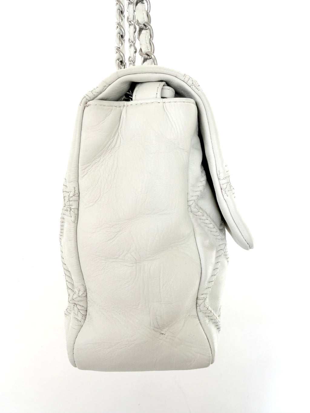 Chanel White Quilted Wild Stitch Single Flap Bag