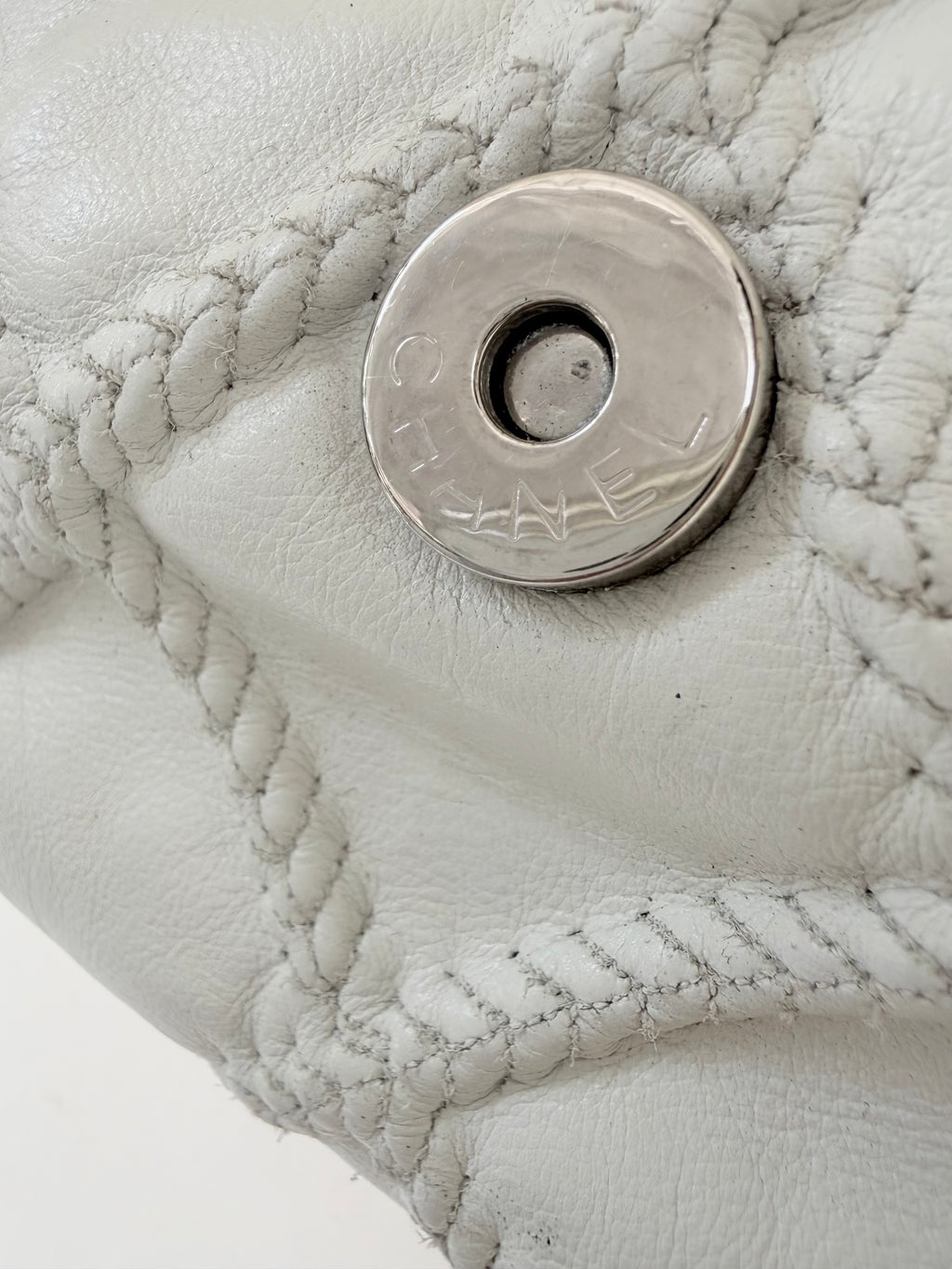 Chanel White Quilted Wild Stitch Single Flap Bag