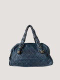 Chanel Navy Blue Lady Braid Bowler Bag