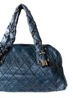Chanel Navy Blue Lady Braid Bowler Bag