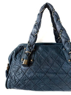 Chanel Navy Blue Lady Braid Bowler Bag