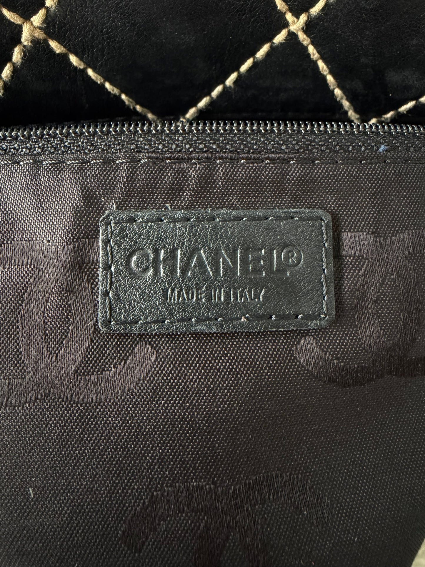 Vintage Chanel CC Black Quilted Wild Stitch Handbag