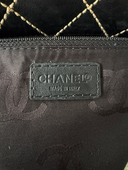 Vintage Chanel CC Black Quilted Wild Stitch Handbag