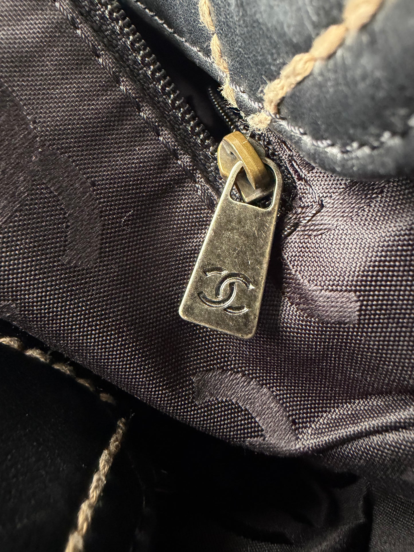 Vintage Chanel CC Black Quilted Wild Stitch Handbag