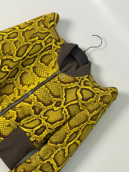 SS23 Rick Owens Python Leather Bomber Jacket in Lemon Yellow