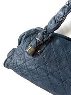 Chanel Navy Blue Lady Braid Bowler Bag
