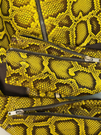SS23 Rick Owens Python Leather Bomber Jacket in Lemon Yellow