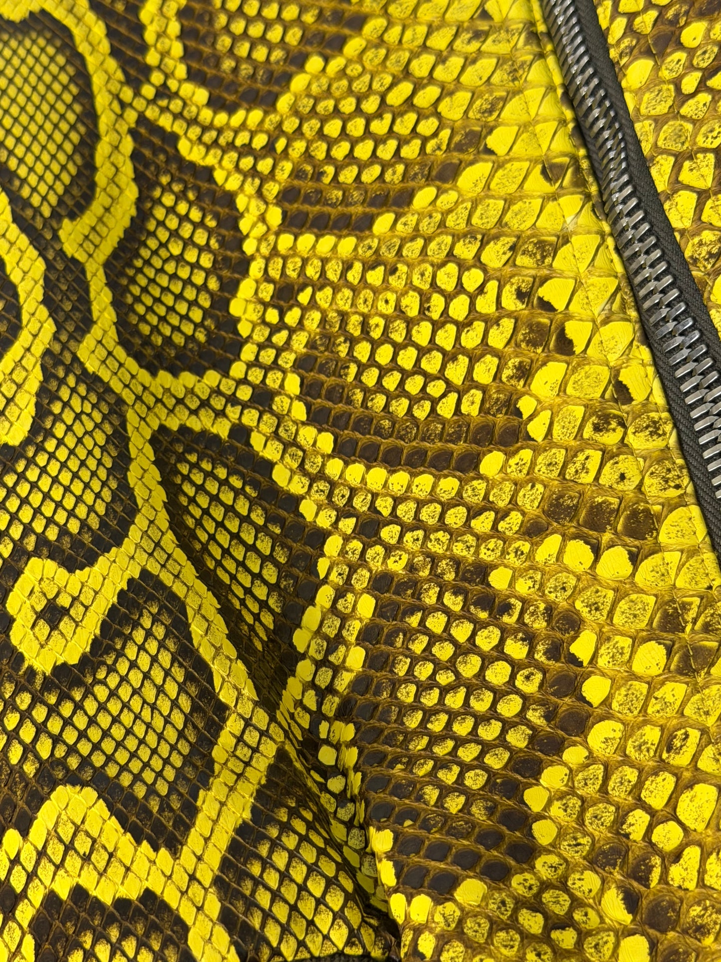 SS23 Rick Owens Python Leather Bomber Jacket in Lemon Yellow