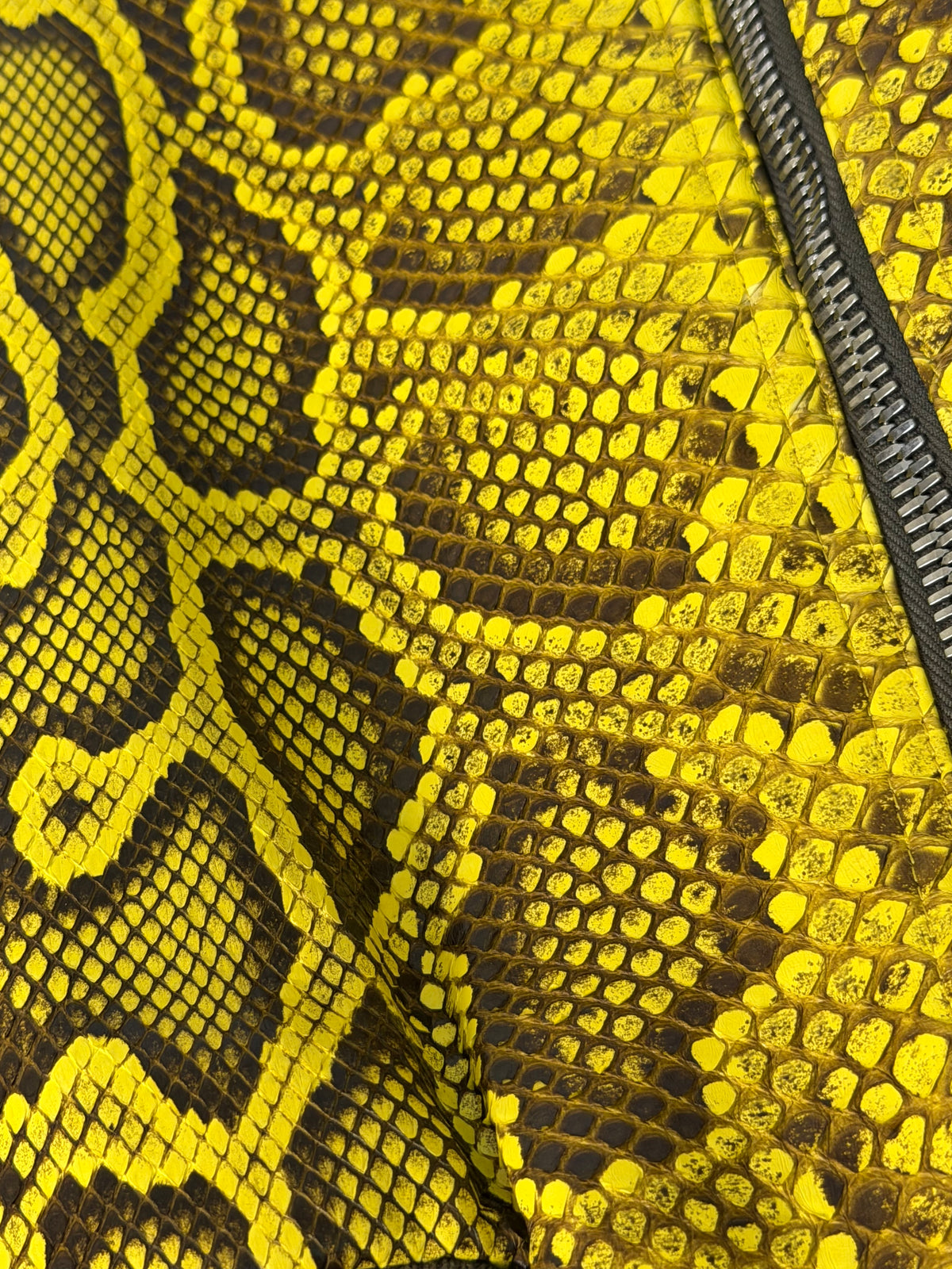 SS23 Rick Owens Python Leather Bomber Jacket in Lemon Yellow