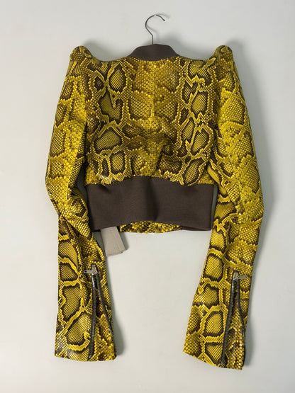 SS23 Rick Owens Python Leather Bomber Jacket in Lemon Yellow