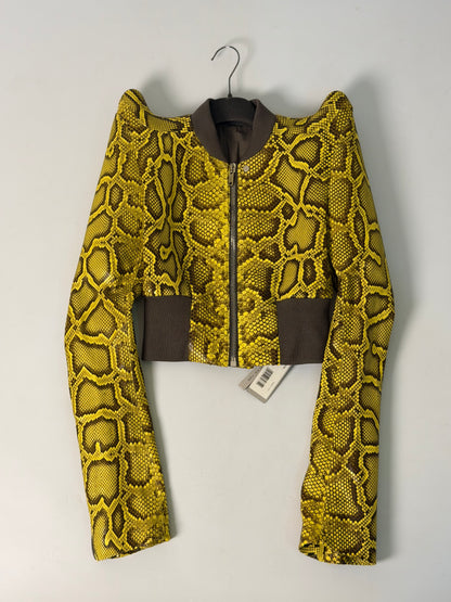 SS23 Rick Owens Python Leather Bomber Jacket in Lemon Yellow