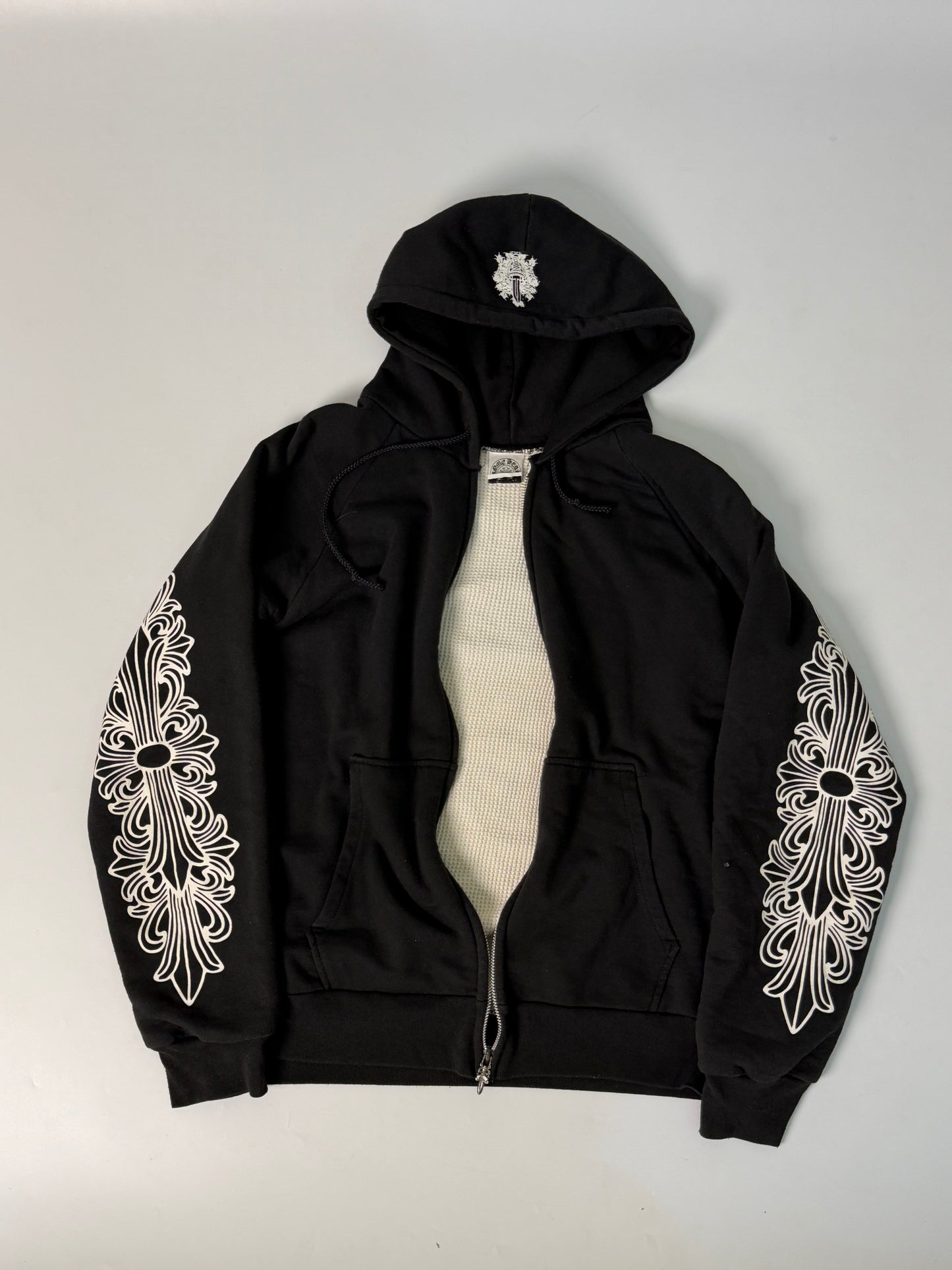 Chrome Hearts Horseshoe Floral Cross Sleeve Thermal Hoodie