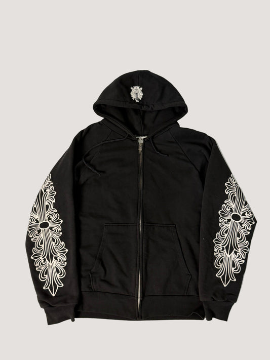 Chrome Hearts Horseshoe Floral Cross Sleeve Thermal Hoodie