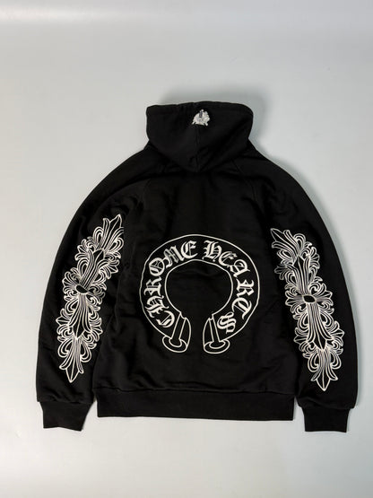 Chrome Hearts Horseshoe Floral Cross Sleeve Thermal Hoodie