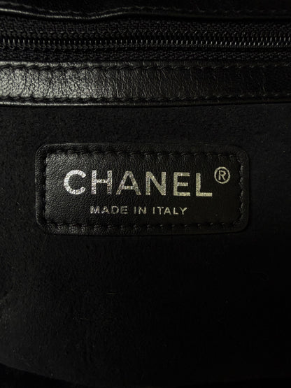 Vintage Chanel Black Suede & Shearling CC Tote Bag