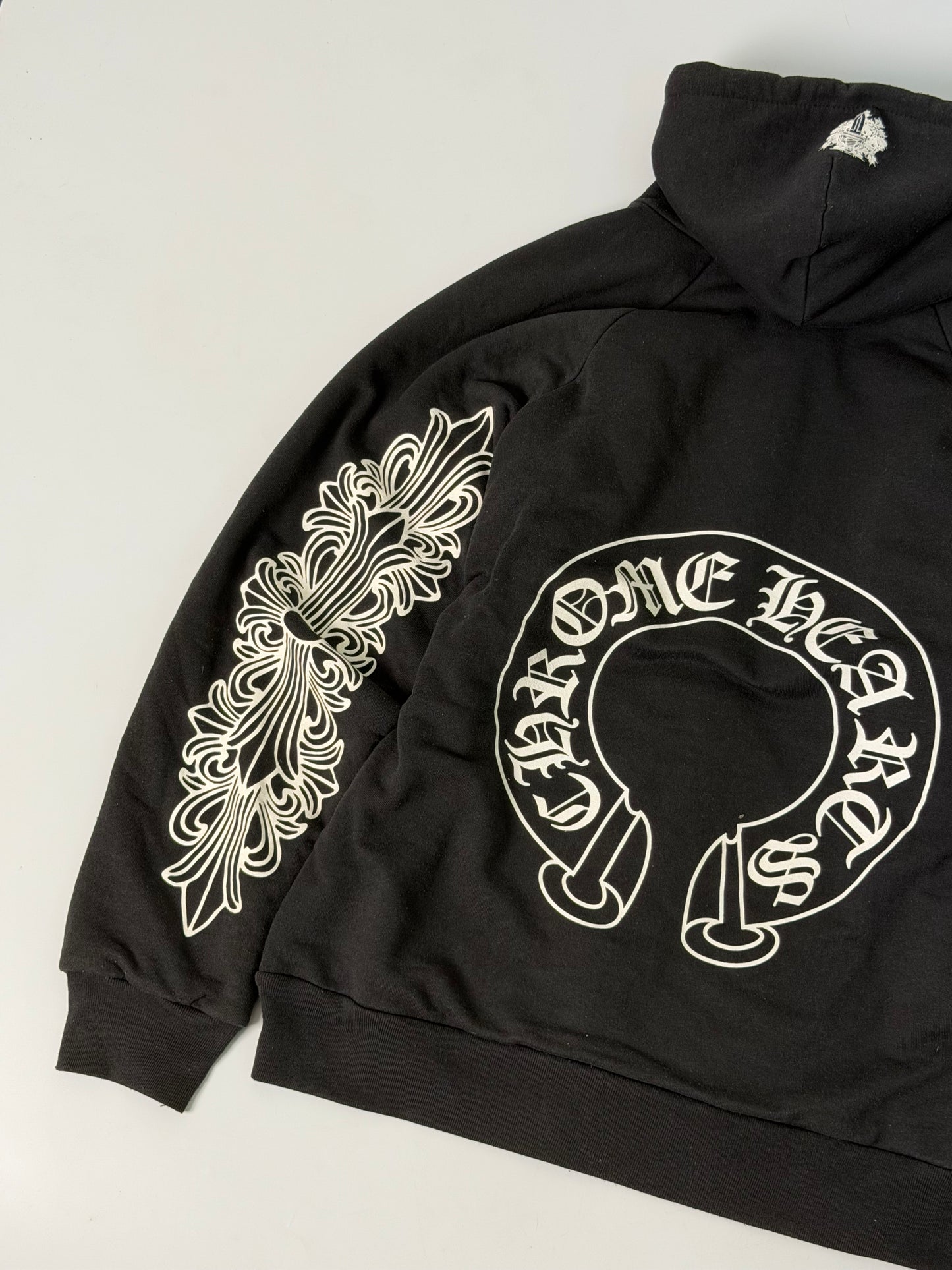 Chrome Hearts Horseshoe Floral Cross Sleeve Thermal Hoodie