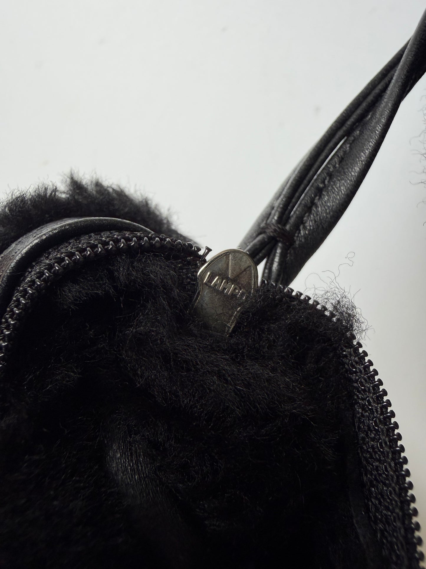 Vintage Chanel Black Suede & Shearling CC Tote Bag