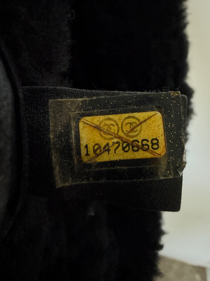 Vintage Chanel Black Suede & Shearling CC Tote Bag