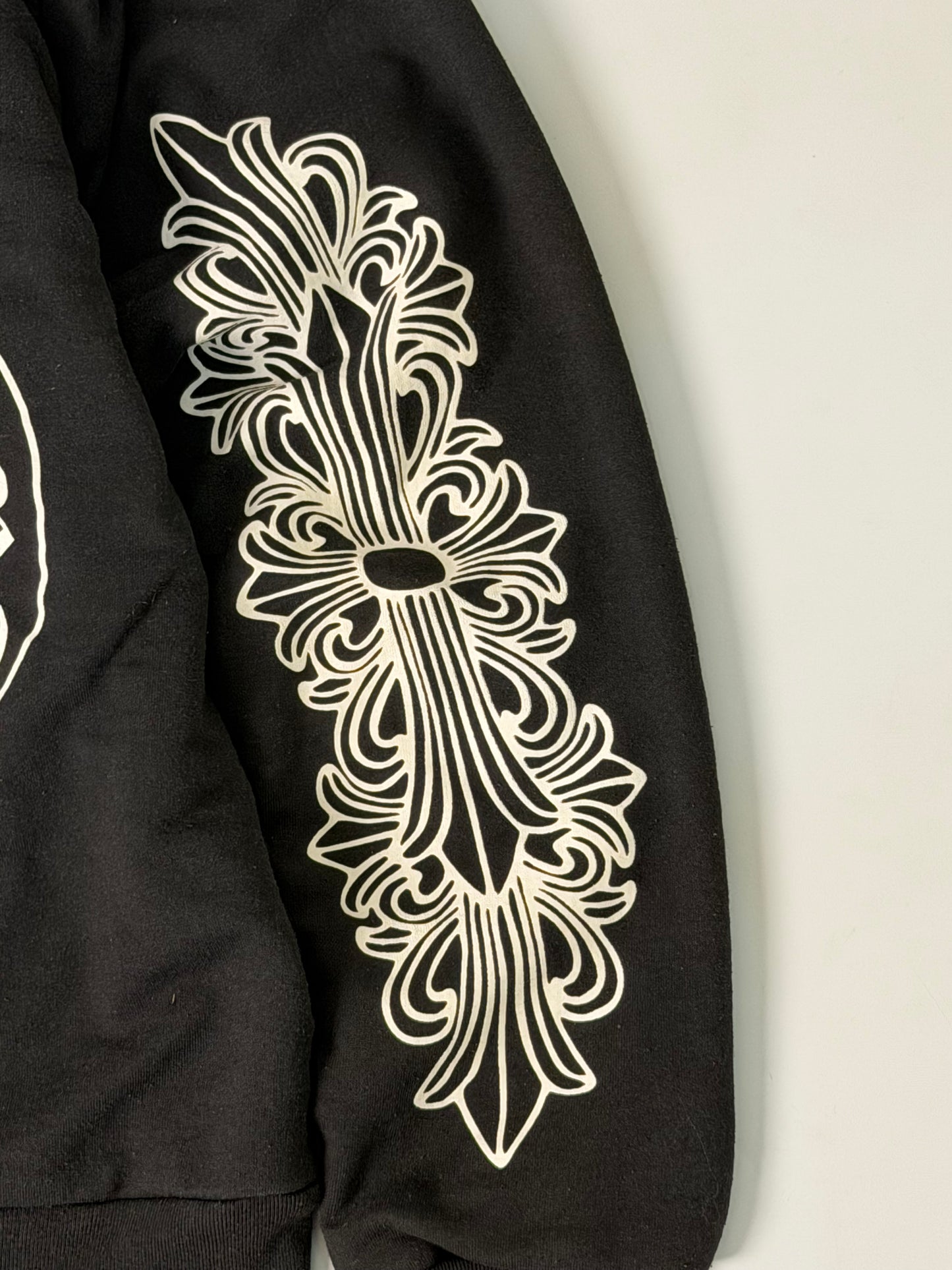 Chrome Hearts Horseshoe Floral Cross Sleeve Thermal Hoodie