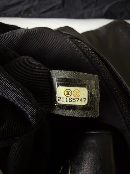 2015 Chanel Black Painted Logo Tweed Westminster Flap Bag