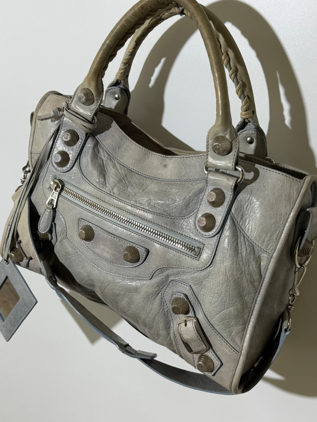 2000's Balenciaga Light Blue Giant 21 Silver Motorcycle City Bag