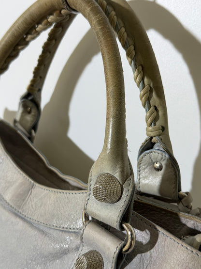 2000's Balenciaga Light Blue Giant 21 Silver Motorcycle City Bag