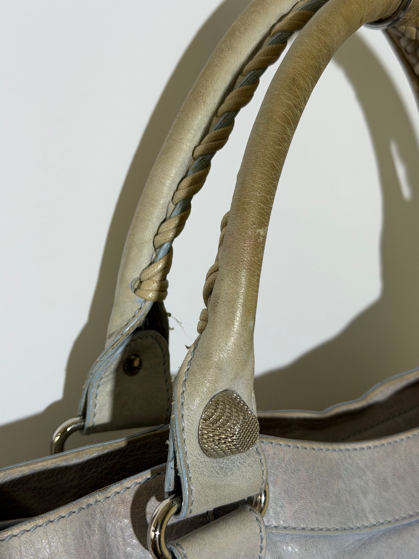 2000's Balenciaga Light Blue Giant 21 Silver Motorcycle City Bag