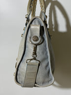 2000's Balenciaga Light Blue Giant 21 Silver Motorcycle City Bag