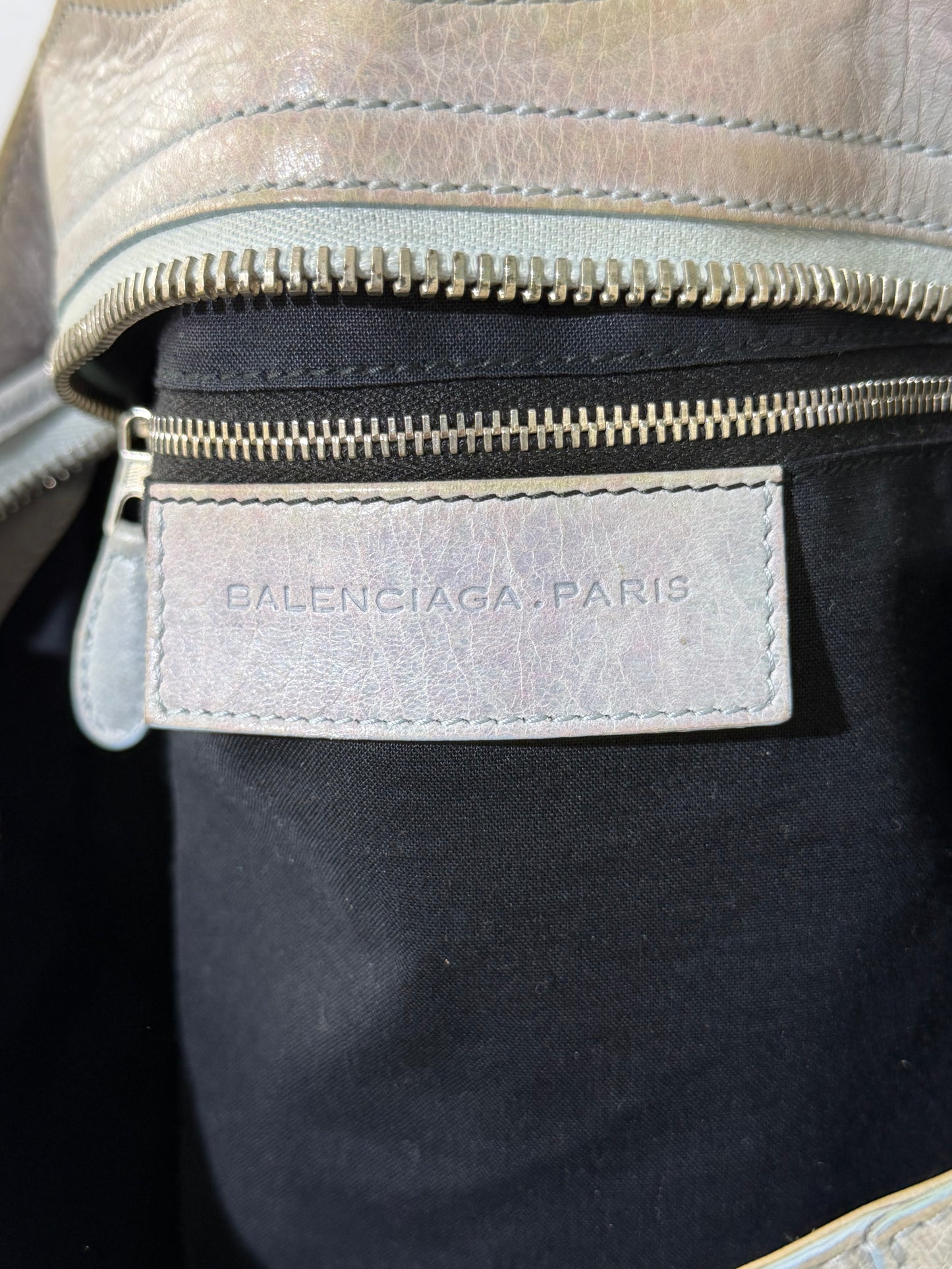 2000's Balenciaga Light Blue Giant 21 Silver Motorcycle City Bag