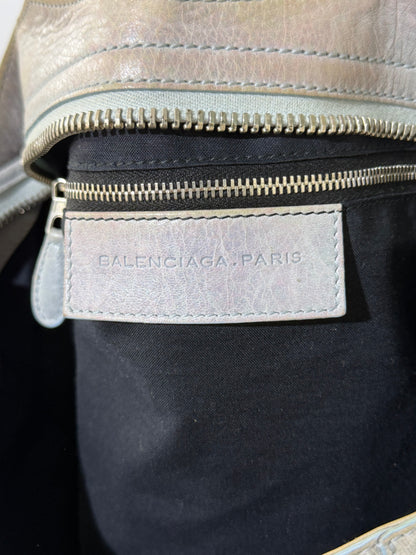 2000's Balenciaga Light Blue Giant 21 Silver Motorcycle City Bag
