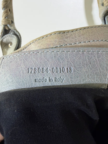 2000's Balenciaga Light Blue Giant 21 Silver Motorcycle City Bag