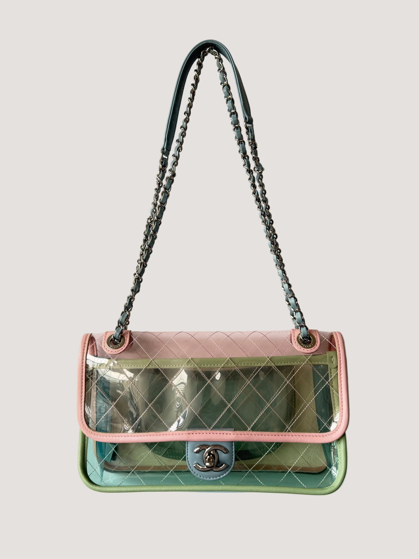 Chanel Karl Largerfeld S/S 2018 Multicolor Quilted PVC Coco Splash Flap