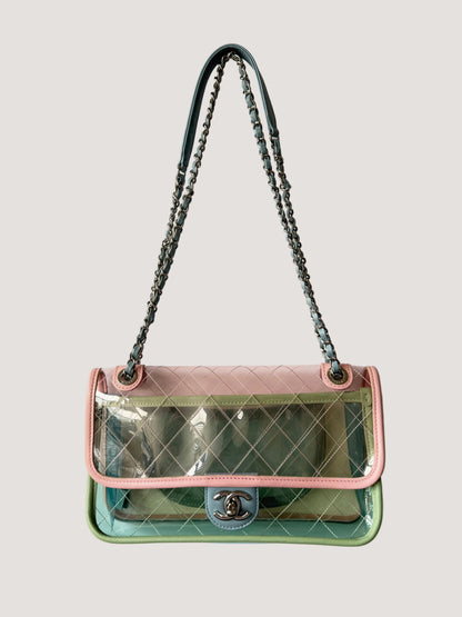 Chanel Karl Largerfeld S/S 2018 Multicolor Quilted PVC Coco Splash Flap