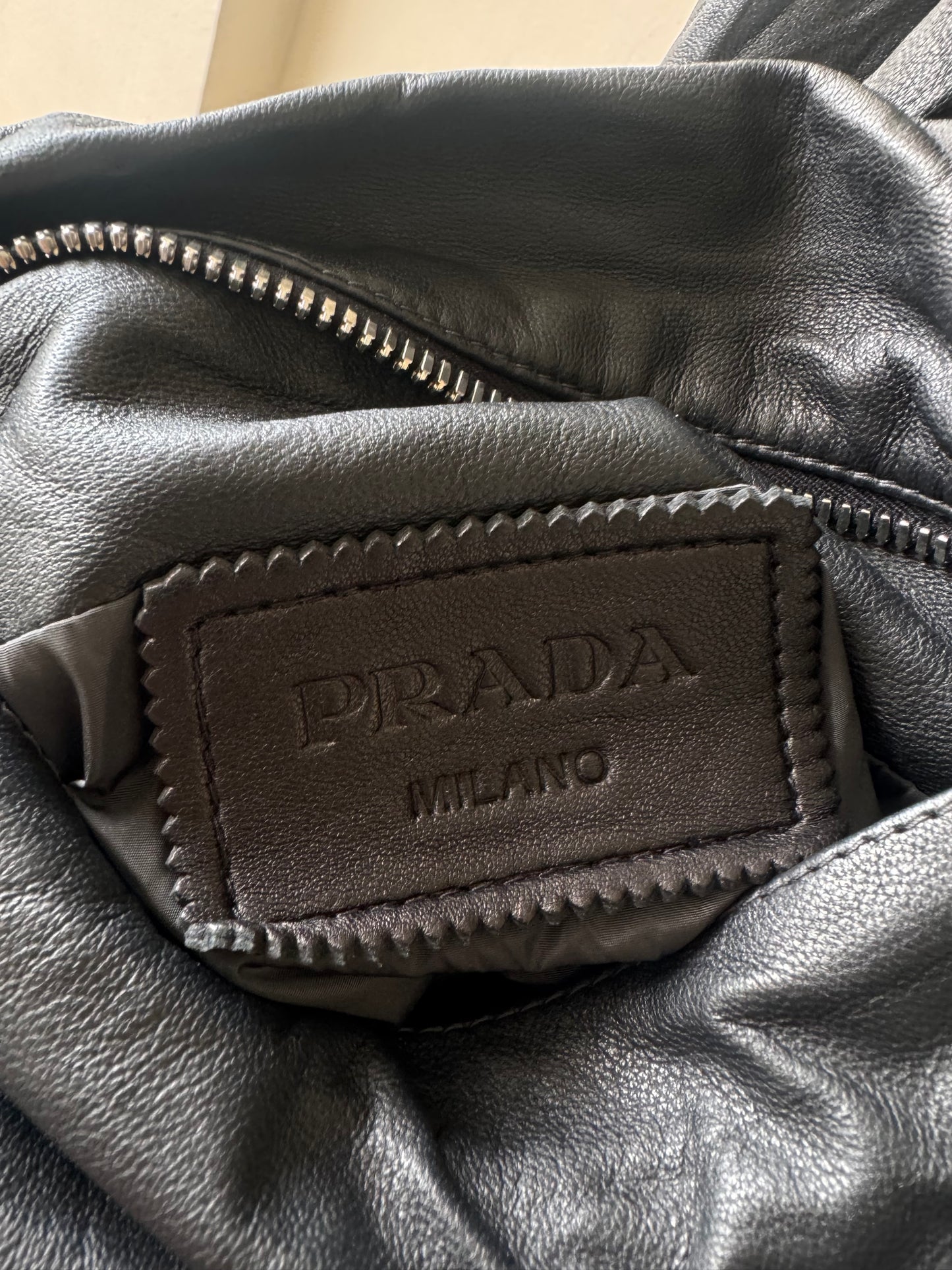 Prada Logo Reversible Blouson Leather Inside